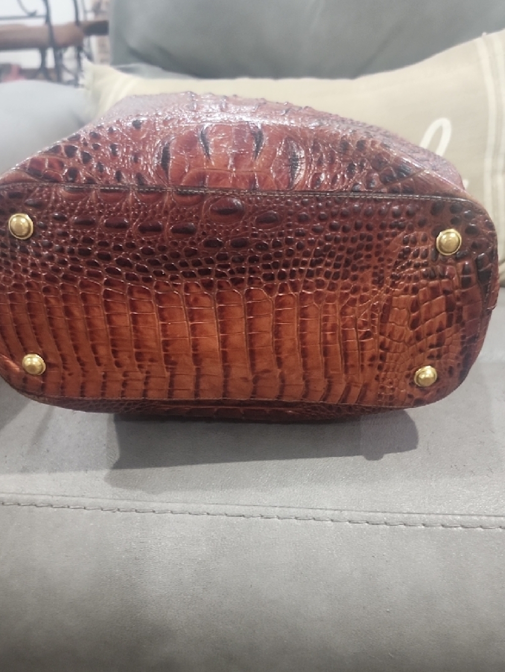 Brahmin Cognac Croc-Embossed Leather Tote with Matching Wallet - Picture 3 of 11